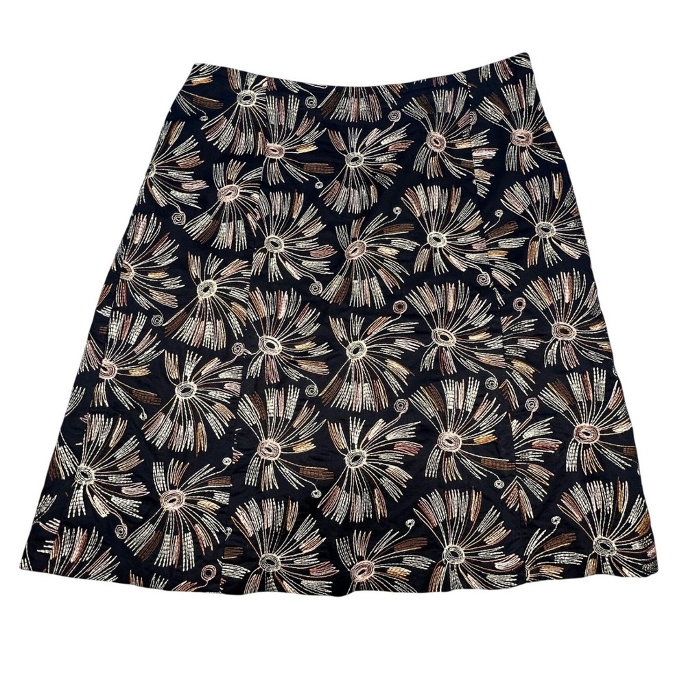 Talbots Black Embroidered Firework A-Line Skirt Womens Size 8P